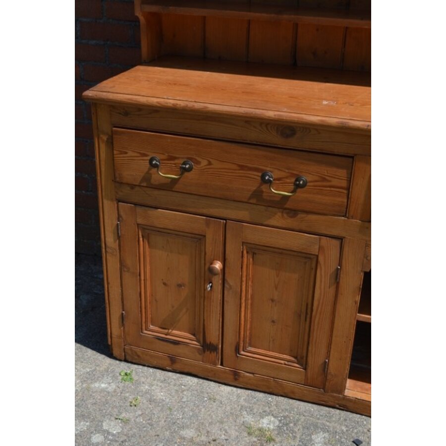 Antieke grenen Welsh dresser met gedraaide kolommen-7