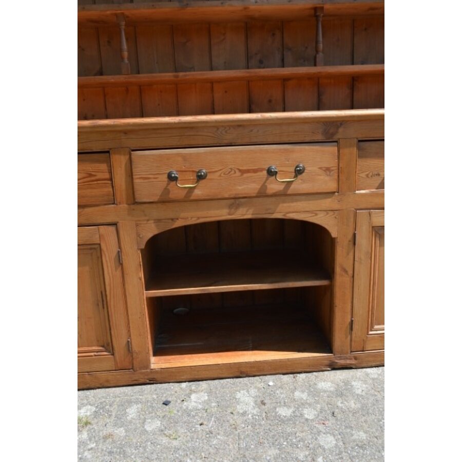 Antieke grenen Welsh dresser met gedraaide kolommen-8