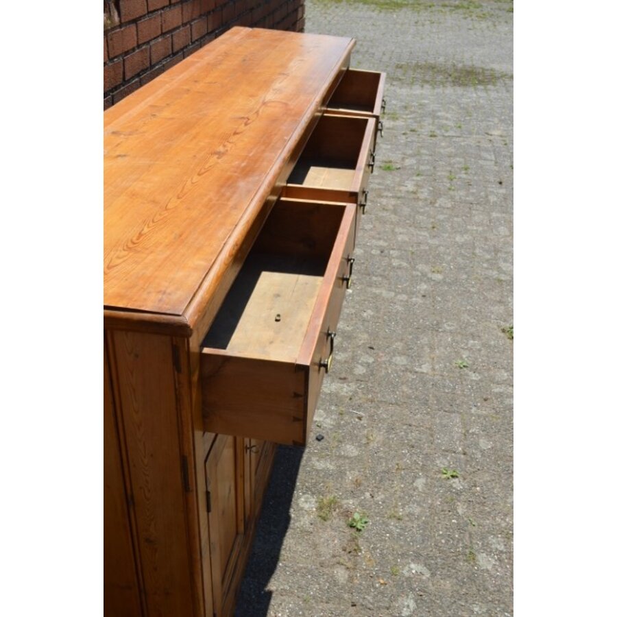 Antieke grenen Welsh dresser met gedraaide kolommen-9