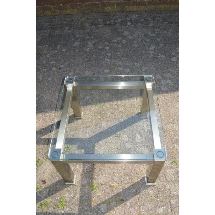 RVS salontafel met glazen blad-2