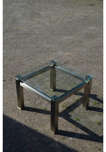 RVS salontafel met glas blad 