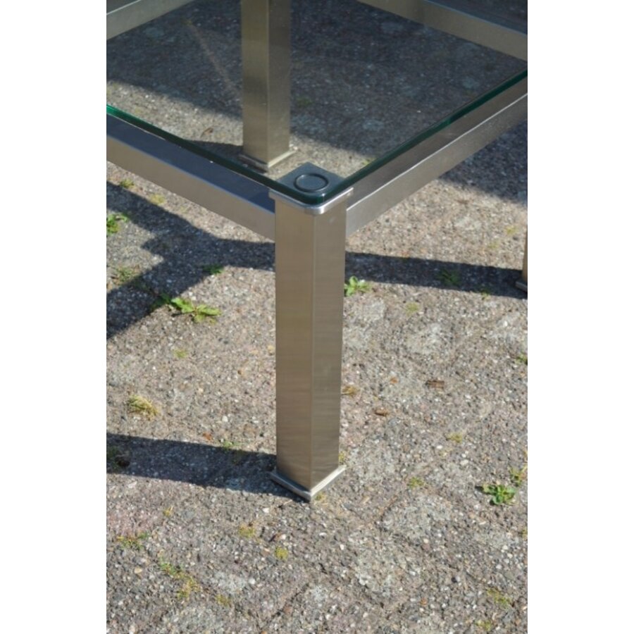 RVS salontafel met glazen blad-7
