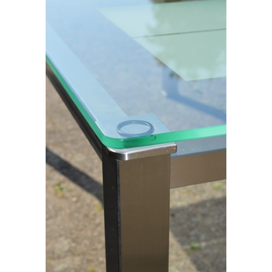 RVS eettafel met glazen blad-2