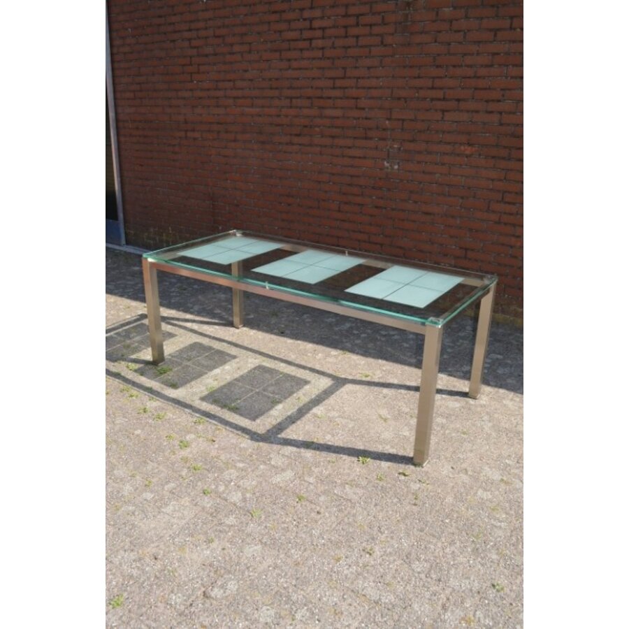 RVS eettafel met glazen blad-4