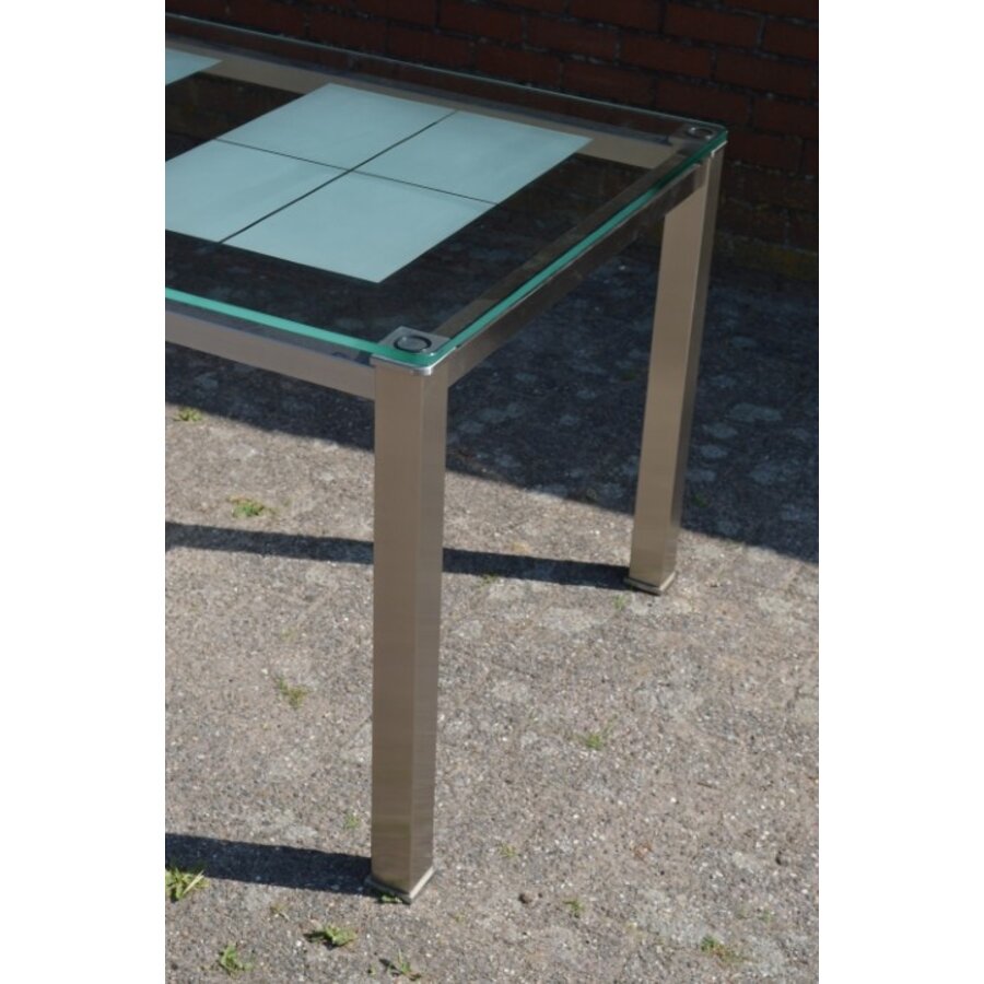 RVS eettafel met glazen blad-5