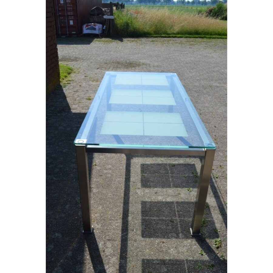 RVS eettafel met glazen blad-6