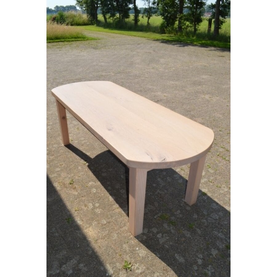 Massief eiken eettafel whitewash met afgeronde hoeken-4