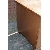 thumb-Retro eiken fineer schrijfbureau jaren 50-3