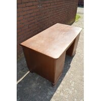 thumb-Retro eiken fineer schrijfbureau jaren 50-4