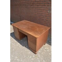 thumb-Retro eiken fineer schrijfbureau jaren 50-5