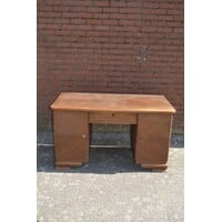 thumb-Retro eiken fineer schrijfbureau jaren 50-1