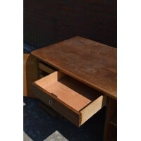 thumb-Retro eiken fineer schrijfbureau jaren 50-10