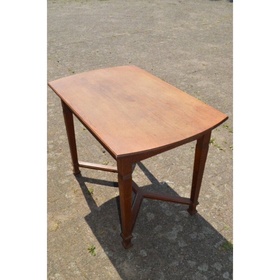 Antieke Art Deco eiken eettafel uit de jaren 20-6