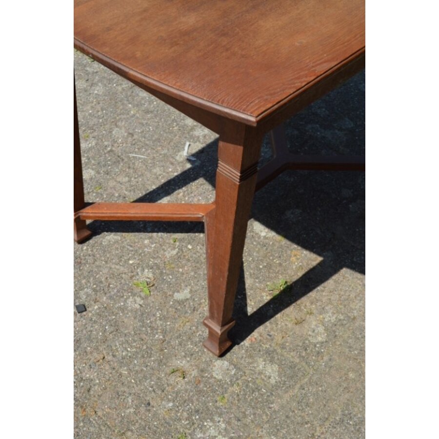 Antieke Art Deco eiken eettafel uit de jaren 20-8