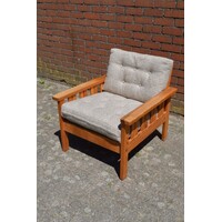 thumb-Vintage IKEA Arboga fauteuil van grenen met originele stof-1