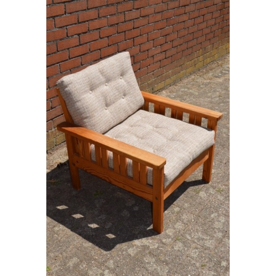 Vintage IKEA Arboga fauteuil van grenen met originele stof-3