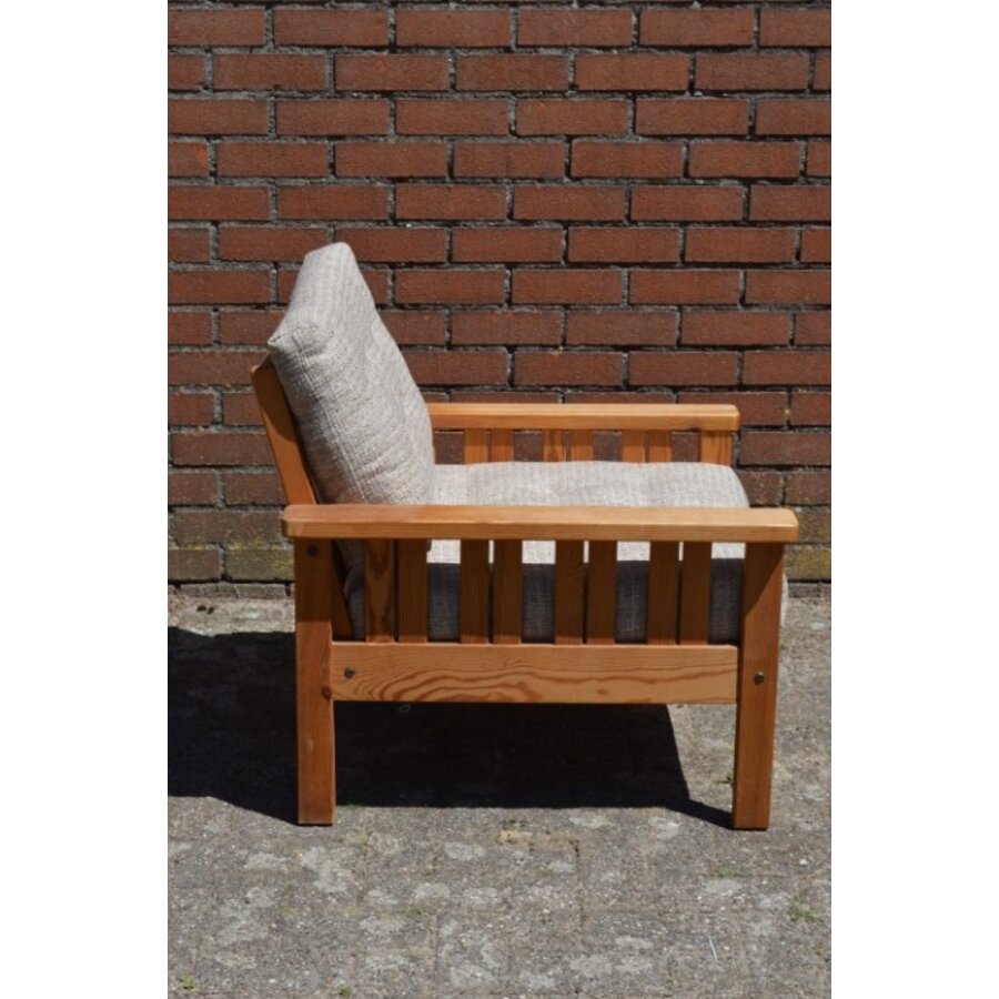 Vintage IKEA Arboga fauteuil van grenen met originele stof-4