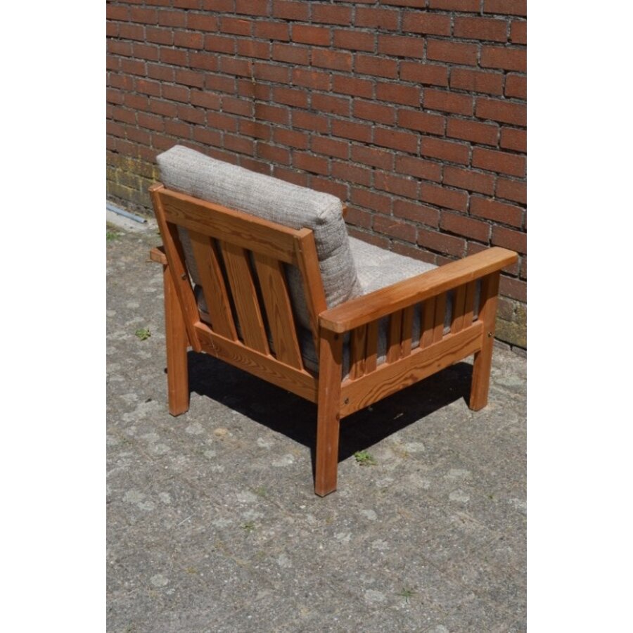 Vintage IKEA Arboga fauteuil van grenen met originele stof-6