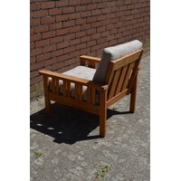 thumb-Vintage IKEA Arboga fauteuil van grenen met originele stof-7