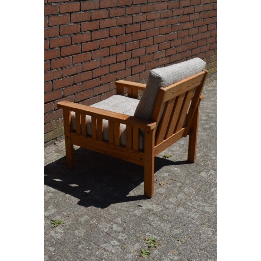 Vintage IKEA Arboga fauteuil van grenen met originele stof-7