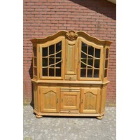 thumb-Tweedelige massief eiken buffetkast met glas en laden-1