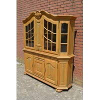thumb-Tweedelige massief eiken buffetkast met glas en laden-2