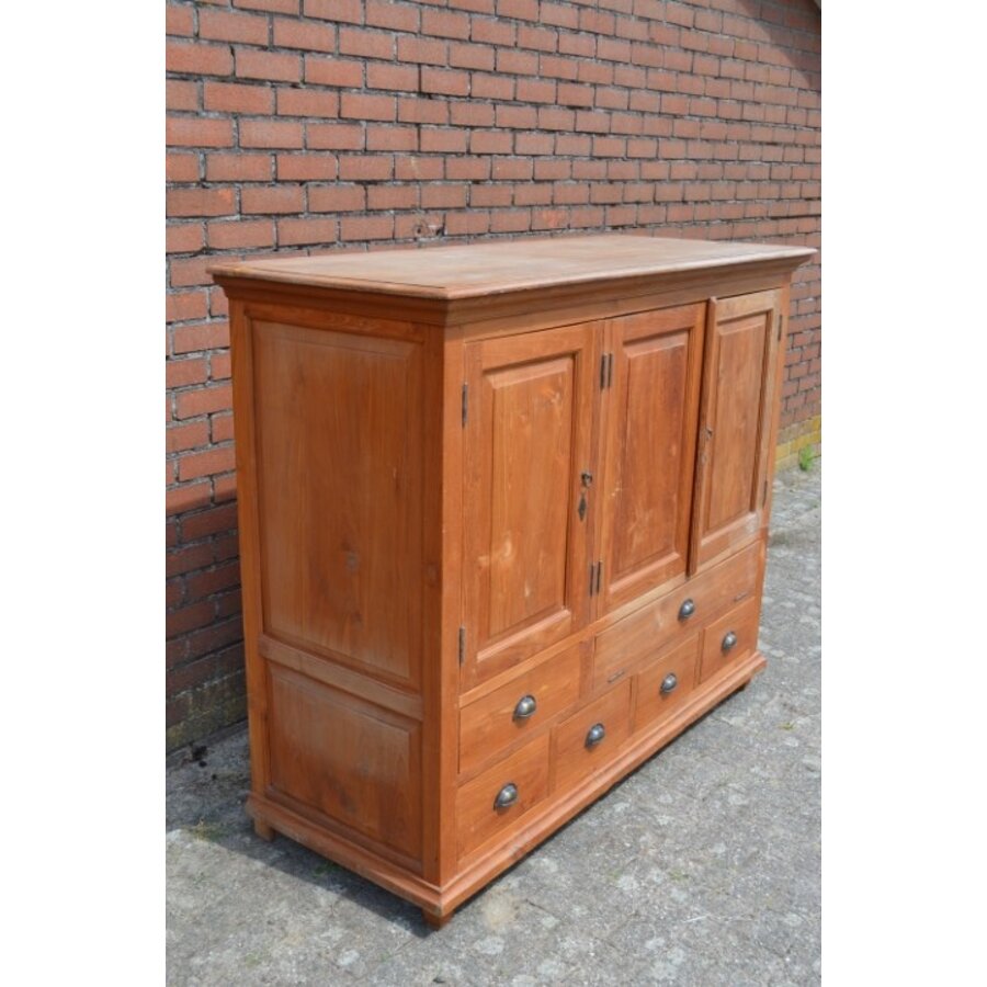 Asymmetrisch teakhouten dressoir met laden en deuren-3
