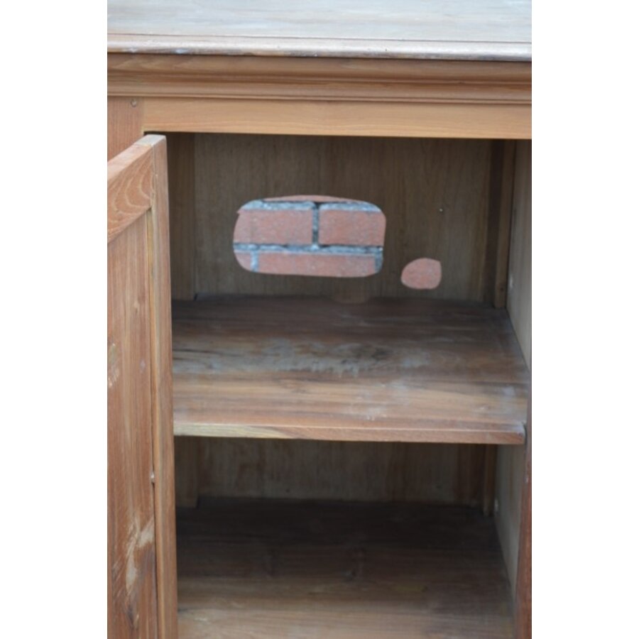 Asymmetrisch teakhouten dressoir met laden en deuren-5