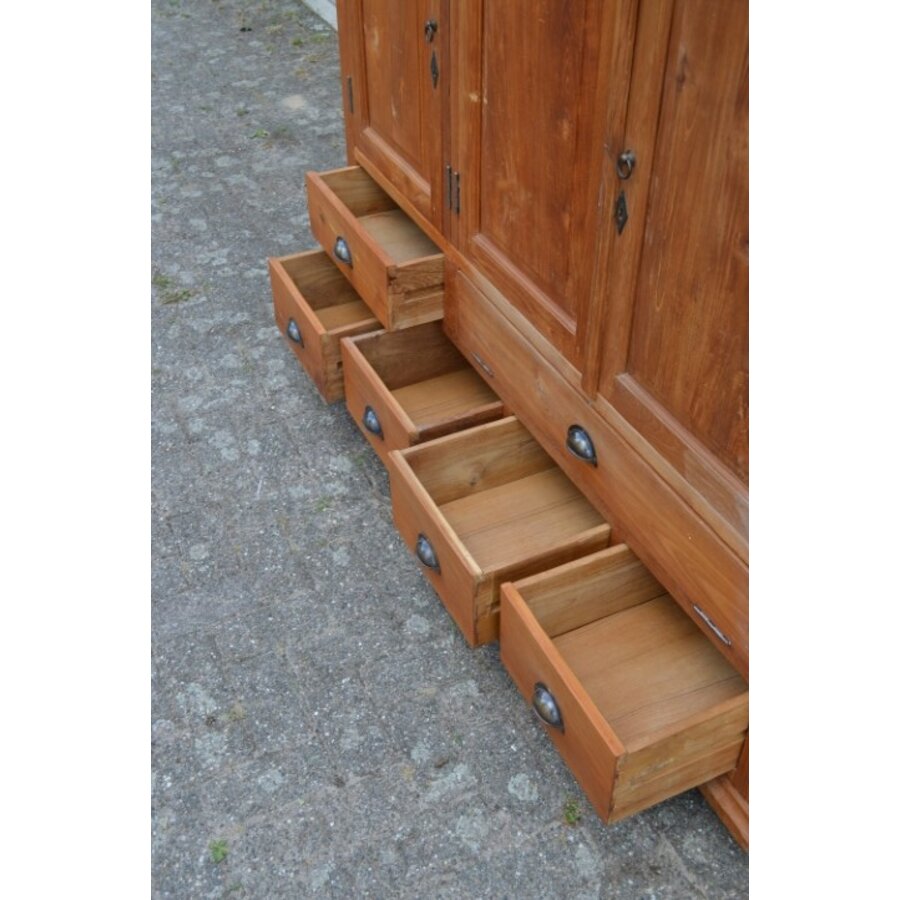 Asymmetrisch teakhouten dressoir met laden en deuren-8