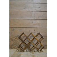 thumb-Vintage houten flessenrek in schaarmodel voor 10 flessen-2