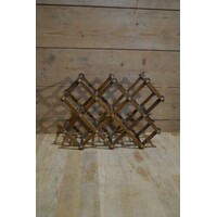 thumb-Vintage houten flessenrek in schaarmodel voor 10 flessen-4