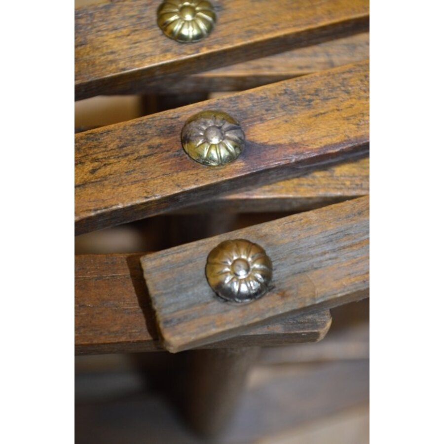 Vintage houten flessenrek in schaarmodel voor 10 flessen-8