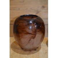 thumb-Set van 2 bruine gemarmerde glazen vaasjes van dik glas-2