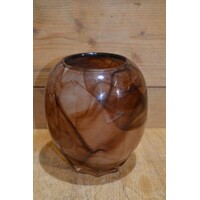 thumb-Set van 2 bruine gemarmerde glazen vaasjes van dik glas-3