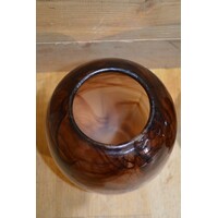 thumb-Set van 2 bruine gemarmerde glazen vaasjes van dik glas-4