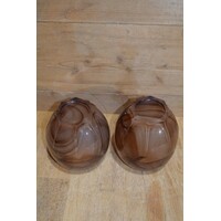 thumb-Set van 2 bruine gemarmerde glazen vaasjes van dik glas-7