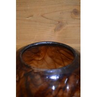 thumb-Set van 2 bruine gemarmerde glazen vaasjes van dik glas-9