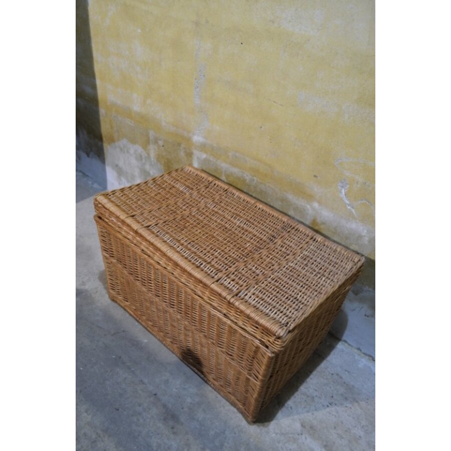 Grote rieten hutkoffer opbergmand met deksel-3