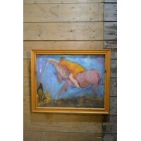 thumb-Olieverfschilderij vrouw te paard - Baukje Veltman 1997-1