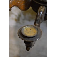 thumb-Antieke houten kroonluchter met houtsnijwerk voor kaarsen-8
