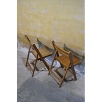 thumb-Set van 2 ouderwetse houten klapstoelen van beukenhout-4