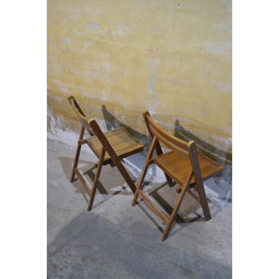 Set van 2 ouderwetse houten klapstoelen van beukenhout-4