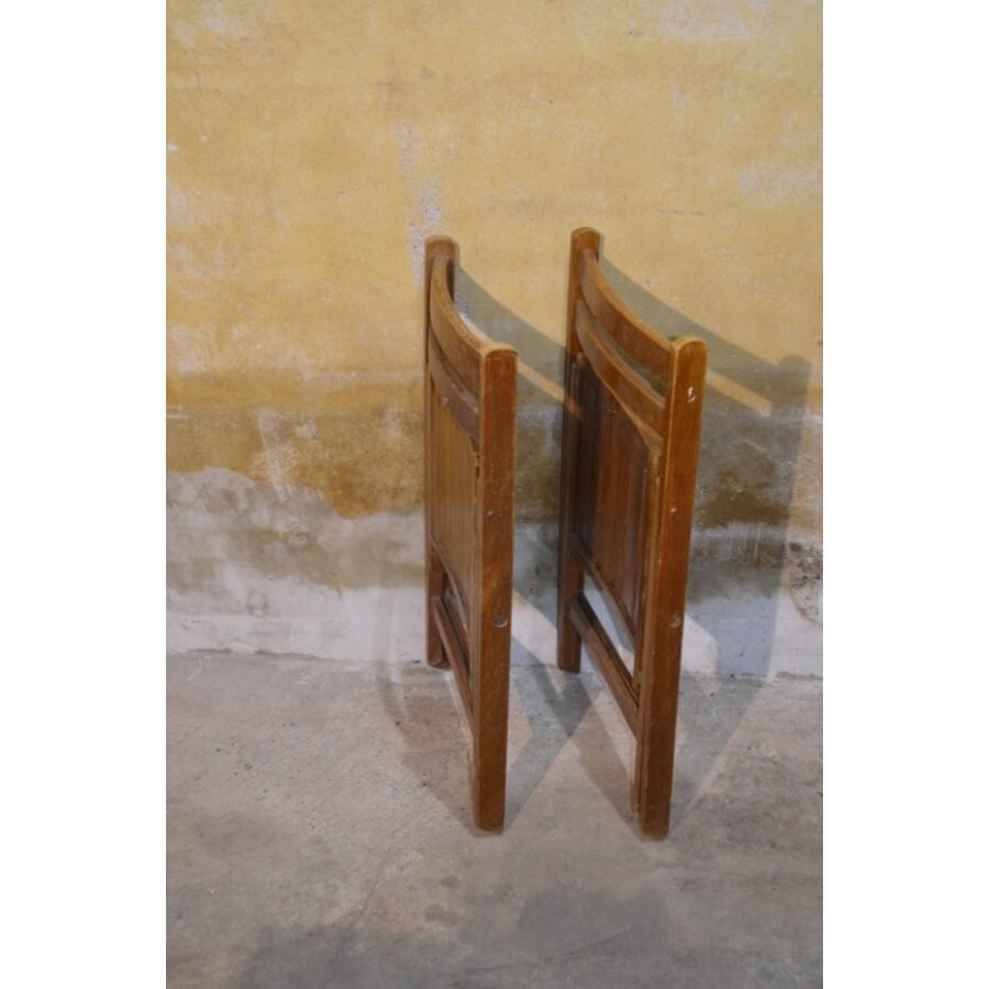 Set van 2 ouderwetse houten klapstoelen van beukenhout-5