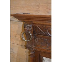 thumb-Antieke eiken spiegel Mechelse renaissancestijl met leeuwenkopjes-7