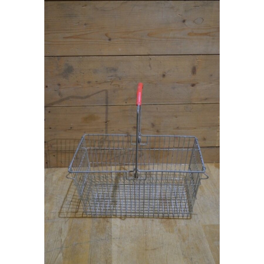 Vintage winkelmandje ijzerdraad rood kunststof-2