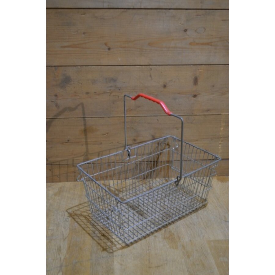 Vintage winkelmandje ijzerdraad rood kunststof-4