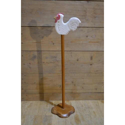 Houten wc-rolhouder met kip 