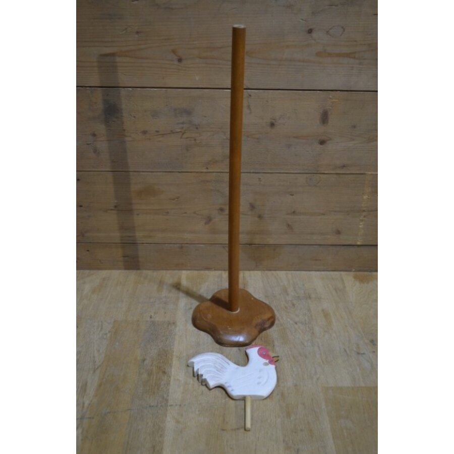 Houten wc-rolhouder met houten kip-5