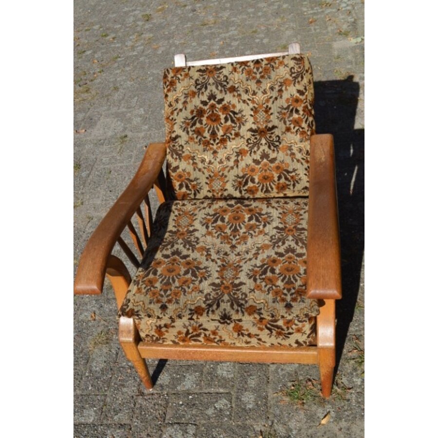 Vroege Art Deco eiken rookstoel met verstelbare rugleuning-2