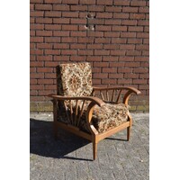 thumb-Vroege Art Deco eiken rookstoel met verstelbare rugleuning-1